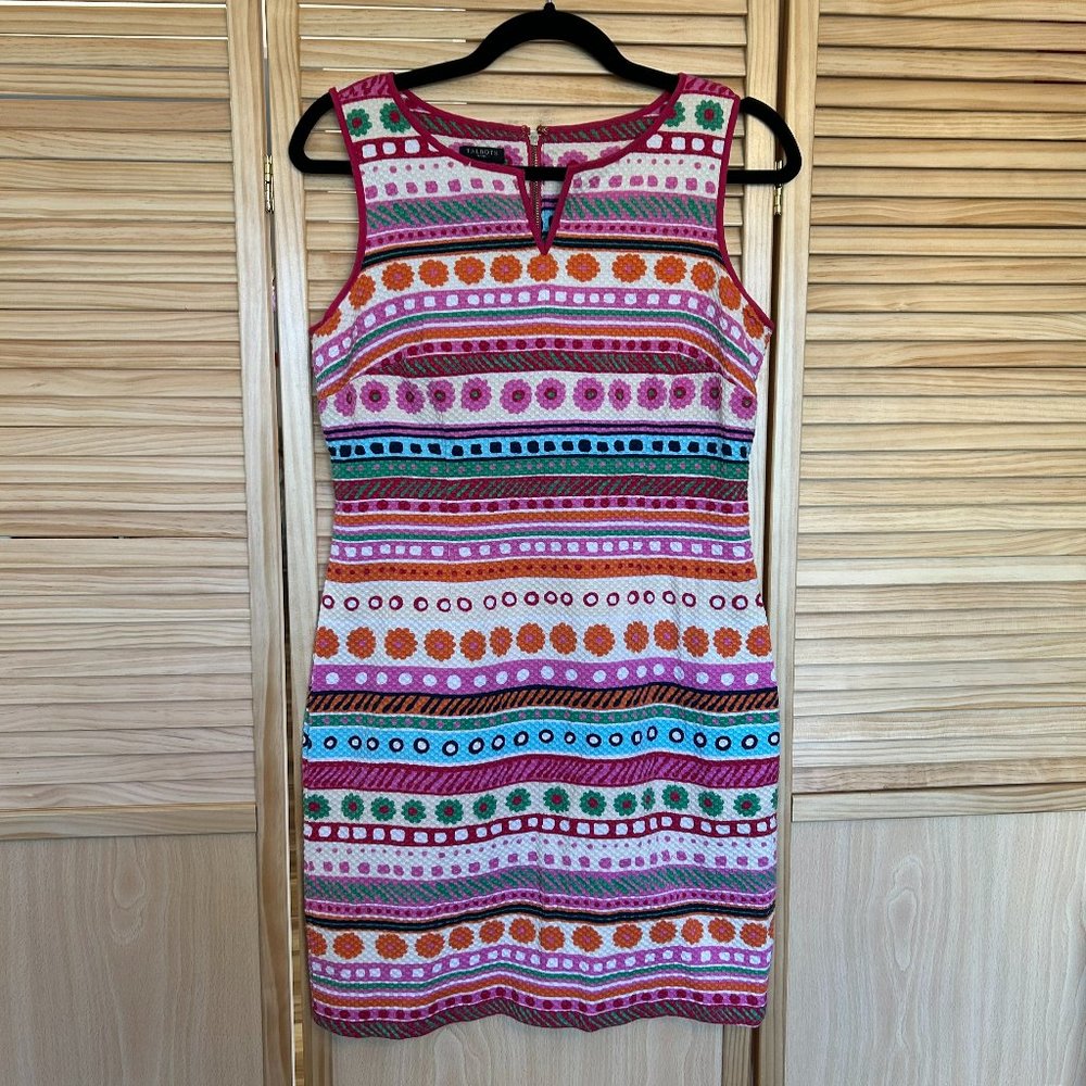 Talbots Floral Stripe Multi Color Pattern Dress - image 1